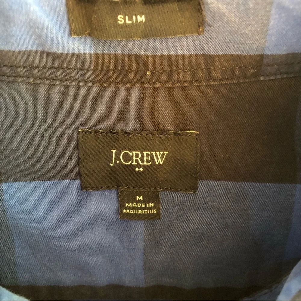 J Crew Men's Blue Plaid Long Sleeve Shirt Size M (Slim)